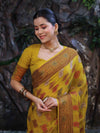 Banarasee Pure Chiffon Saree With Resham Work & Border-Lemon Yellow