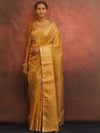 Banarasee Handwoven Mirror Work Crushed Tissue Saree With Border & Lace-Gold