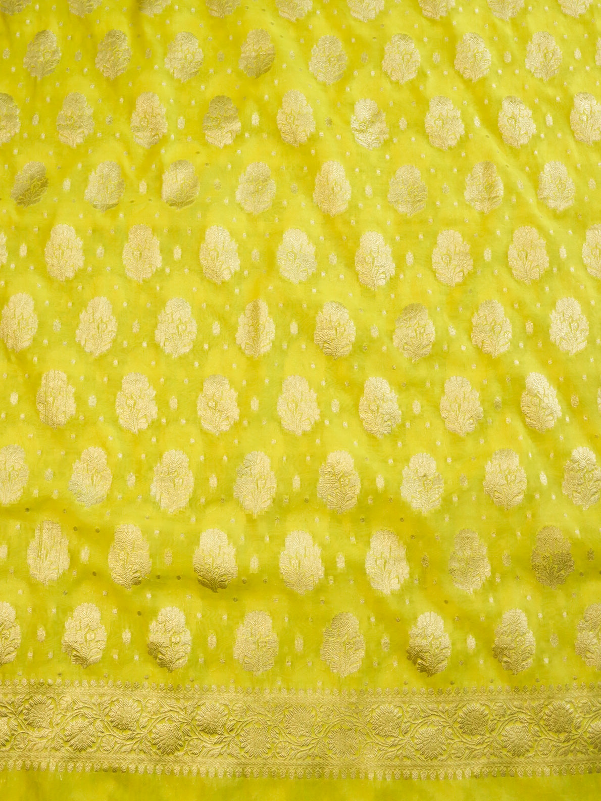 Banarasee Georgette Salwar Kameez Fabric With Dupatta Set-Yellow