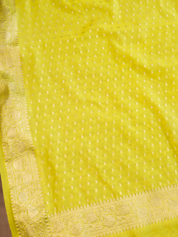 Banarasee Georgette Salwar Kameez Fabric With Dupatta Set-Yellow