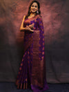 Banarasee  Handwoven Pure Chiffon Saree With Meenakari Work-Violet