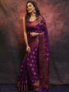 Banarasee  Handwoven Pure Chiffon Saree With Meenakari Work-Violet