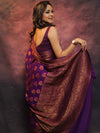 Banarasee  Handwoven Pure Chiffon Saree With Meenakari Work-Violet