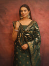 Banarasee Semi-Silk Salwar Kameez Fabric With Dupatta Set-Green