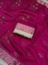 Banarasee Handwoven Tissue Saree With Swarovski Work Zari Border & Lace-Magenta