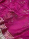 Banarasee Handwoven Tissue Saree With Swarovski Work Zari Border & Lace-Magenta