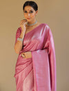 Banarasee Kubera Pattu Soft Silk Saree With Silver Zari Work-Onion Pink