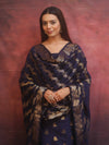 Banarasee Semi-Silk Salwar Kameez Fabric With Dupatta Set-Blue