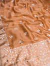 Banarasee Tissue Hand Embroidered Mirror Work Saree-Rust Orange