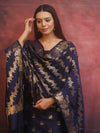 Banarasee Semi-Silk Salwar Kameez Fabric With Dupatta Set-Blue