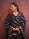 Banarasee Semi-Silk Salwar Kameez Fabric With Dupatta Set-Blue