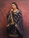 Banarasee Semi-Silk Salwar Kameez Fabric With Dupatta Set-Blue