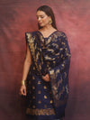 Banarasee Semi-Silk Salwar Kameez Fabric With Dupatta Set-Blue