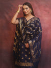 Banarasee Semi-Silk Salwar Kameez Fabric With Dupatta Set-Blue