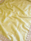 Banarasee Tissue Saree With Handwork Motifs & Mirror Work Lace-Light Yellow
