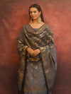Banarasee Semi-Silk Salwar Kameez Fabric With Dupatta Set-Grey