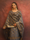 Banarasee Semi-Silk Salwar Kameez Fabric With Dupatta Set-Grey