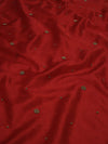 Banarasee Tissue Saree With Handwoven Motifs & Mirror Work Lace-Deep Red