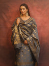 Banarasee Semi-Silk Salwar Kameez Fabric With Dupatta Set-Grey