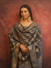 Banarasee Semi-Silk Salwar Kameez Fabric With Dupatta Set-Grey