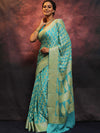 Banarasee Handwoven Pure Chiffon Saree With Zari-Blue