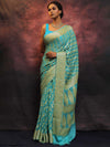 Banarasee Handwoven Pure Chiffon Saree With Zari-Blue