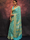 Banarasee Handwoven Pure Chiffon Saree With Zari-Blue