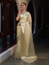 Banarasee Organza Mix Saree With Silver Zari Buti Design & Border-Light Yellow