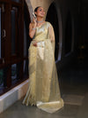 Banarasee Organza Mix Saree With Silver Zari Buti Design & Border-Light Yellow