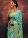 Banarasee Handwoven Pure Chiffon Saree With Zari-Blue