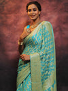 Banarasee Handwoven Pure Chiffon Saree With Zari-Blue