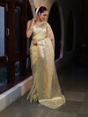 Banarasee Organza Mix Saree With Silver Zari Buti Design & Border-Light Yellow