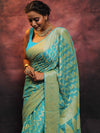 Banarasee Handwoven Pure Chiffon Saree With Zari-Blue