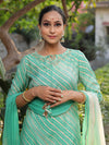 Banarasee Muslin Silk Kurta Pants With Chiffon Dupatta Suit Set-Green