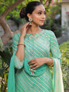 Banarasee Muslin Silk Kurta Pants With Chiffon Dupatta Suit Set-Green