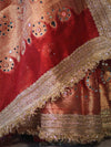 Banarasee Tissue Saree With Hand Embroidered Mirror Work Pearl Motifs & Zari Woven Pallu-Red