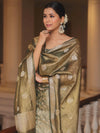 Banarasee Tissue Silk Salwar Kameez Fabric With Dupatta-Green