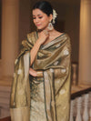 Banarasee Tissue Silk Salwar Kameez Fabric With Dupatta-Green