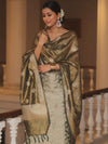 Banarasee Tissue Silk Salwar Kameez Fabric With Dupatta-Green