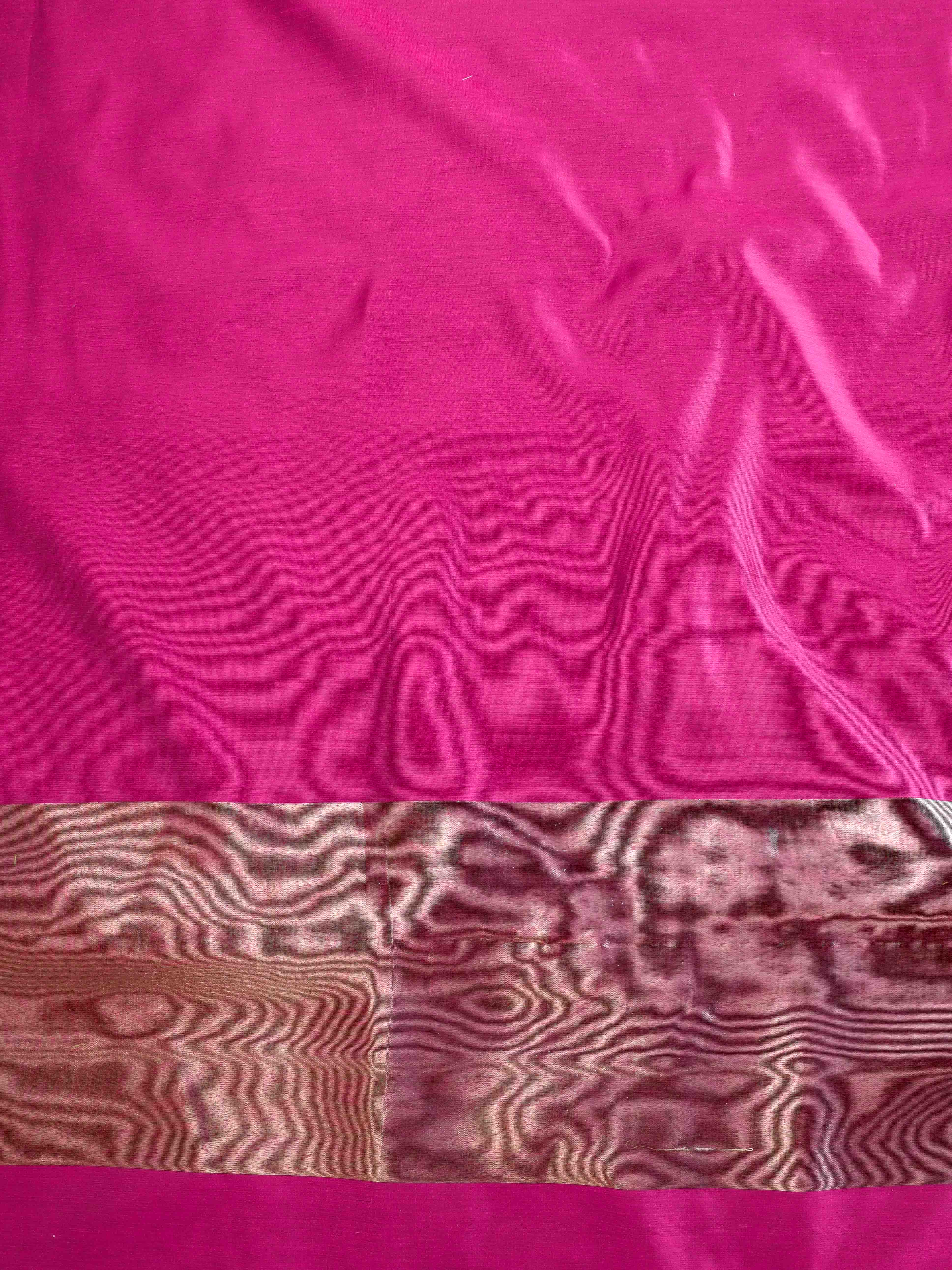 Banarasee Cotton Silk Stripe Pattern Salwar Kameez Fabric With Dupatta Set-Magenta