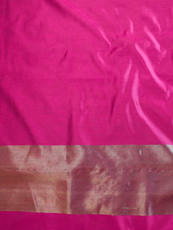 Banarasee Cotton Silk Stripe Pattern Salwar Kameez Fabric With Dupatta Set-Magenta