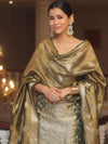 Banarasee Tissue Silk Salwar Kameez Fabric With Dupatta-Green