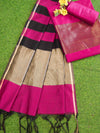 Banarasee Cotton Silk Stripe Pattern Salwar Kameez Fabric With Dupatta Set-Magenta