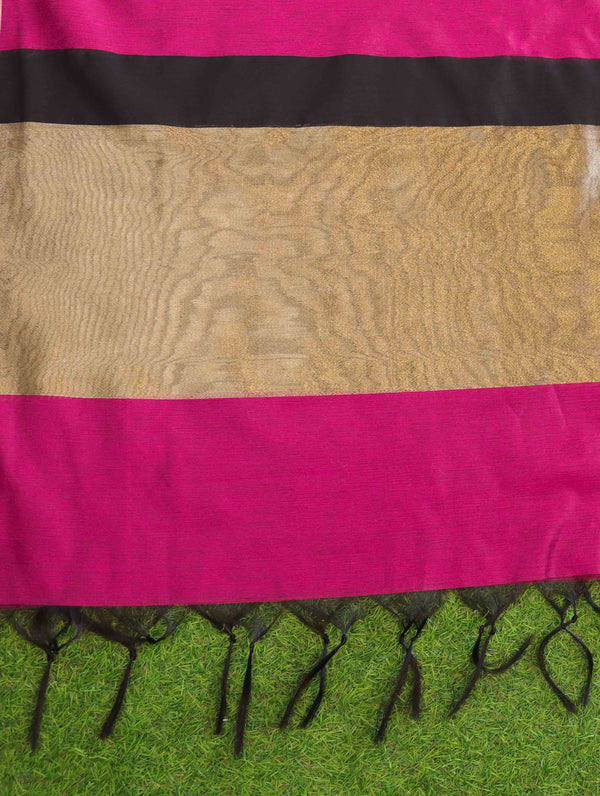 Banarasee Cotton Silk Stripe Pattern Salwar Kameez Fabric With Dupatta Set-Magenta