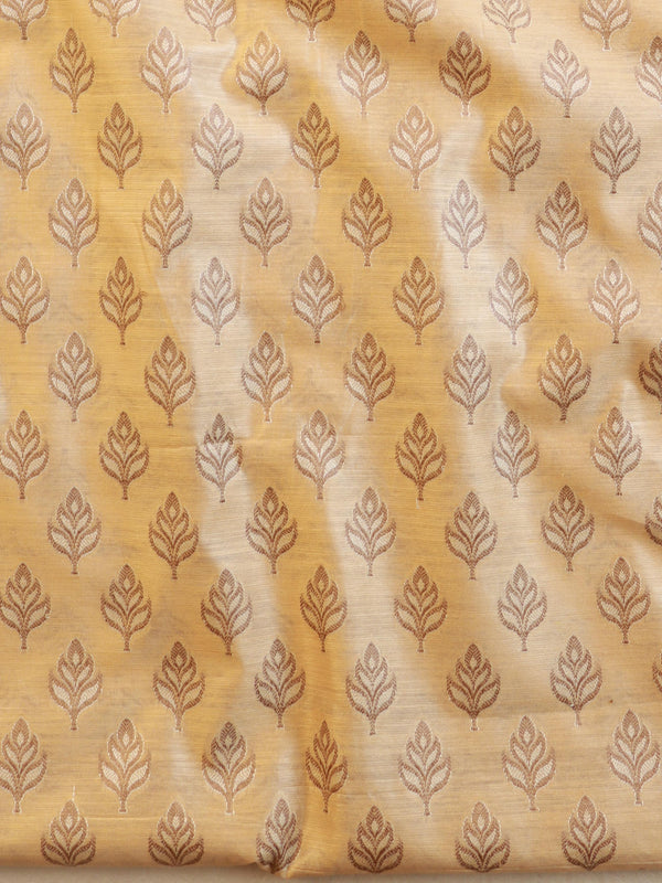 Banarasee Cotton Silk Salwar Kameez Ghichha Buti Fabric & Dupatta-Beige & Brown