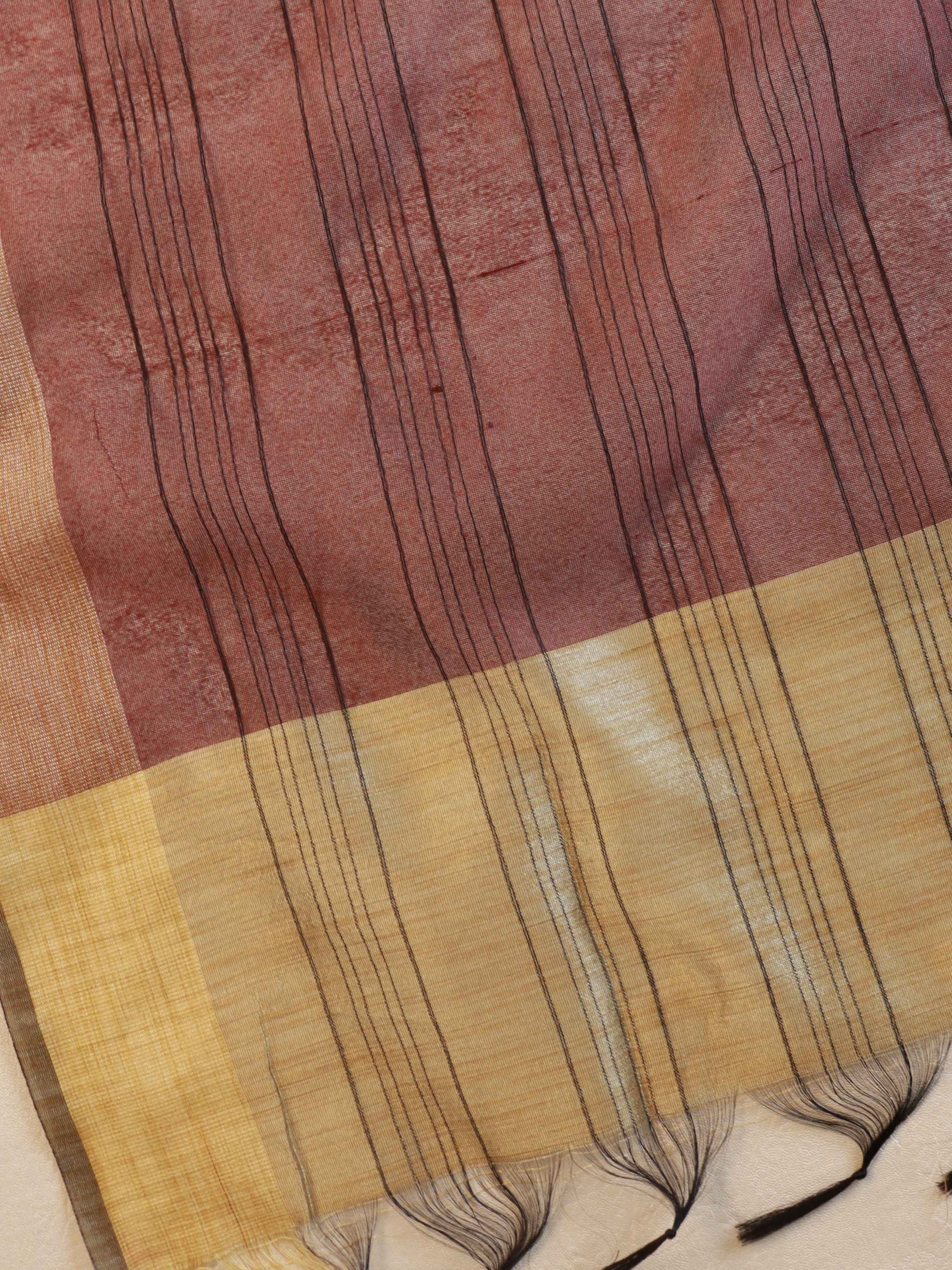Banarasee Cotton Silk Salwar Kameez Ghichha Buti Fabric & Dupatta-Beige & Brown