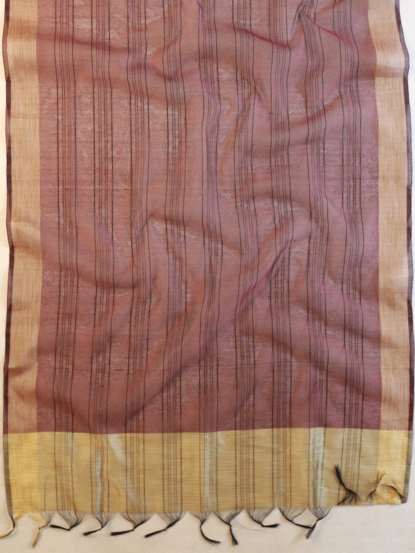 Banarasee Cotton Silk Salwar Kameez Ghichha Buti Fabric & Dupatta-Beige & Brown