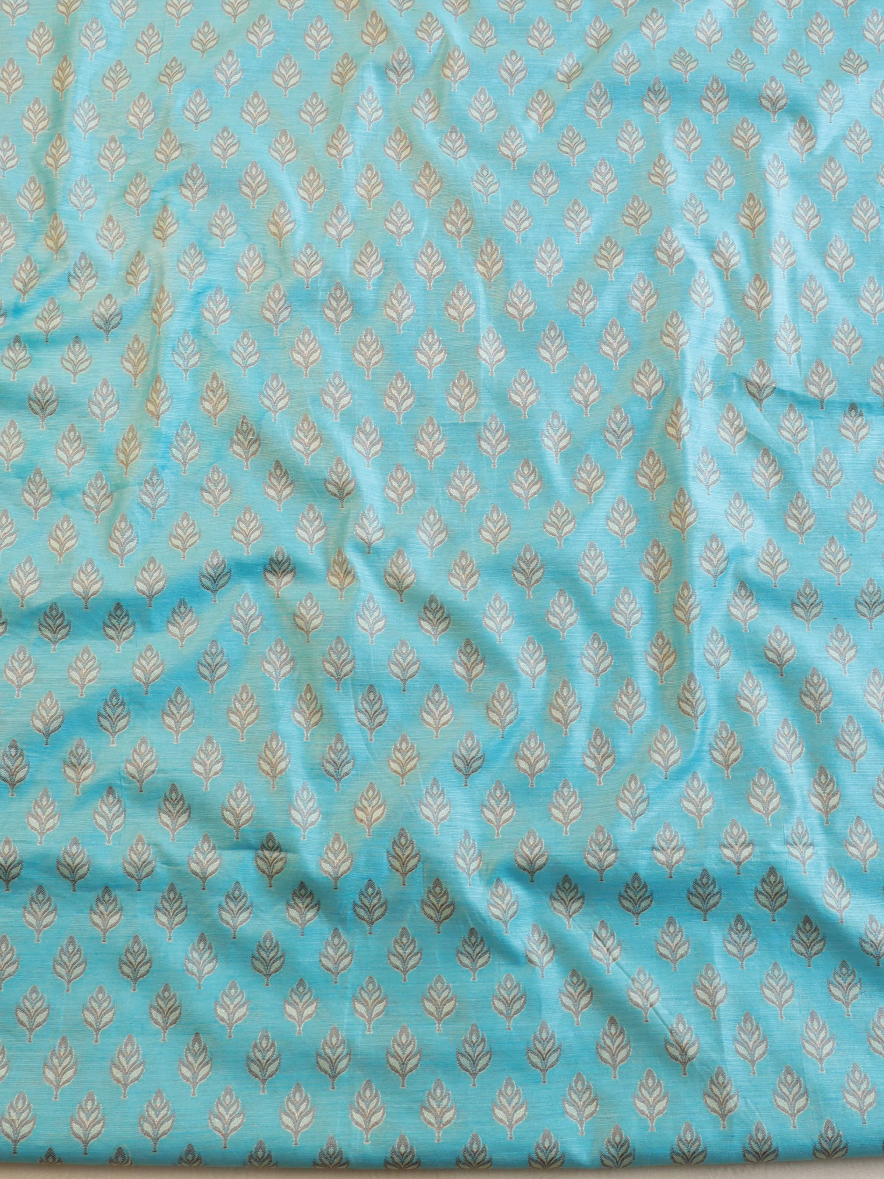 Banarasee Cotton Silk Salwar Kameez Ghichha Buti Fabric & Dupatta-Blue & Pink