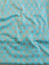 Banarasee Cotton Silk Salwar Kameez Ghichha Buti Fabric & Dupatta-Blue & Pink