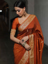 Banarasee Semi Silk Saree With Floral Border & Buta-Ochre Yellow
